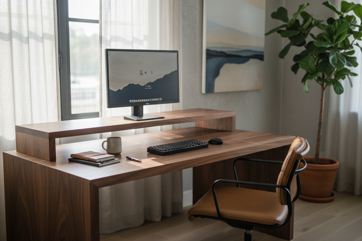 The Statement Piece: Grovemade Wood + Aluminum Desk Shelf